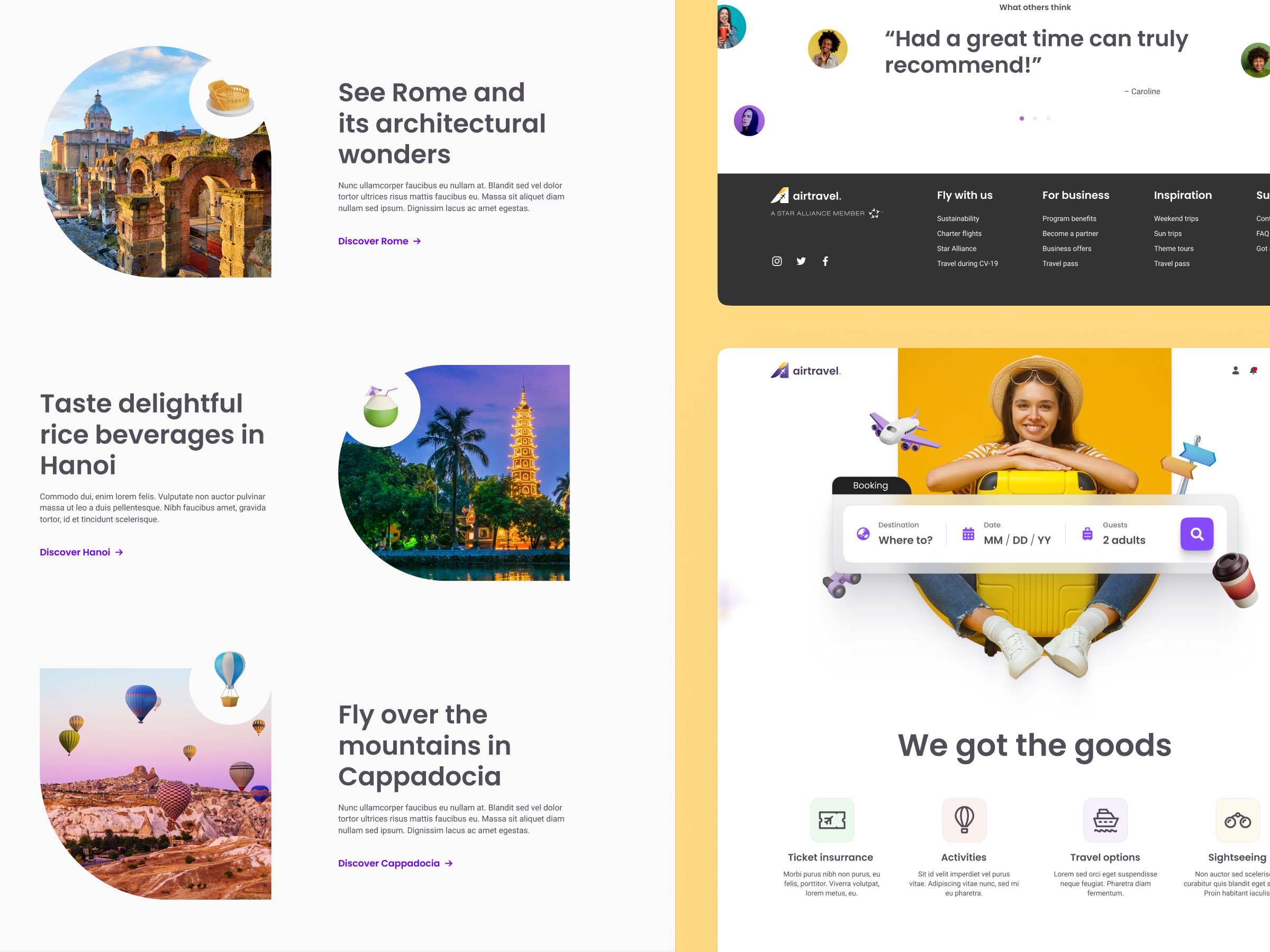 airtravel travel landing page booking rental hotel figma free