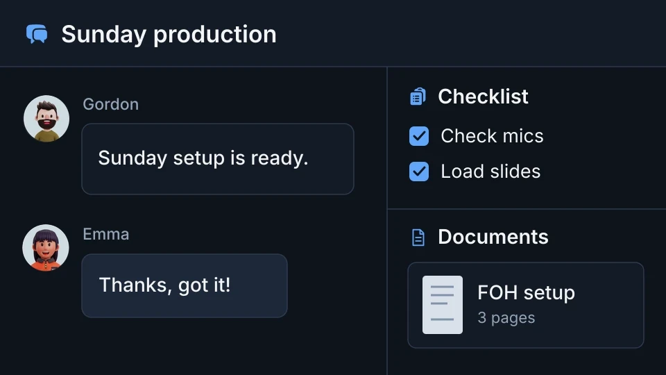 MxU teamOS brings team messages, tasks, checklists, and documents together