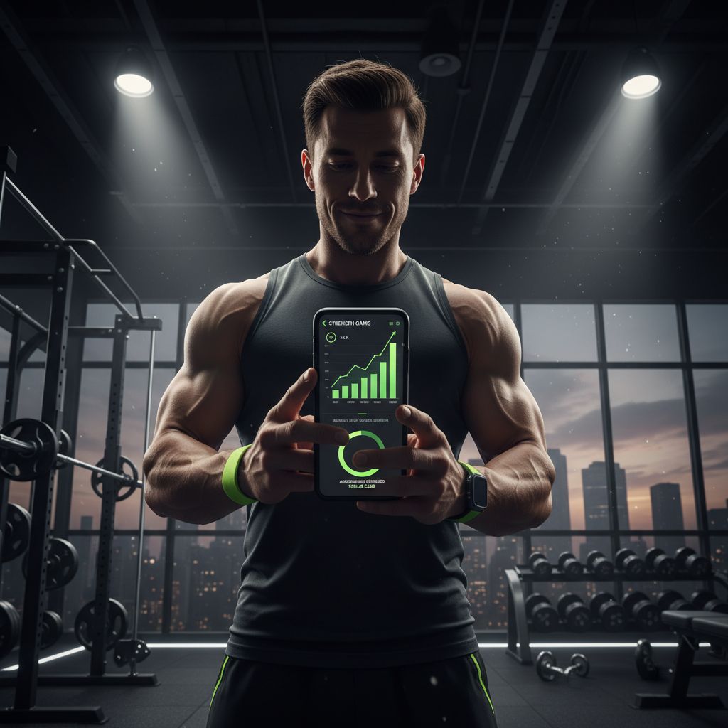 Tracking beginner gym workout progress using fitness app and measurements