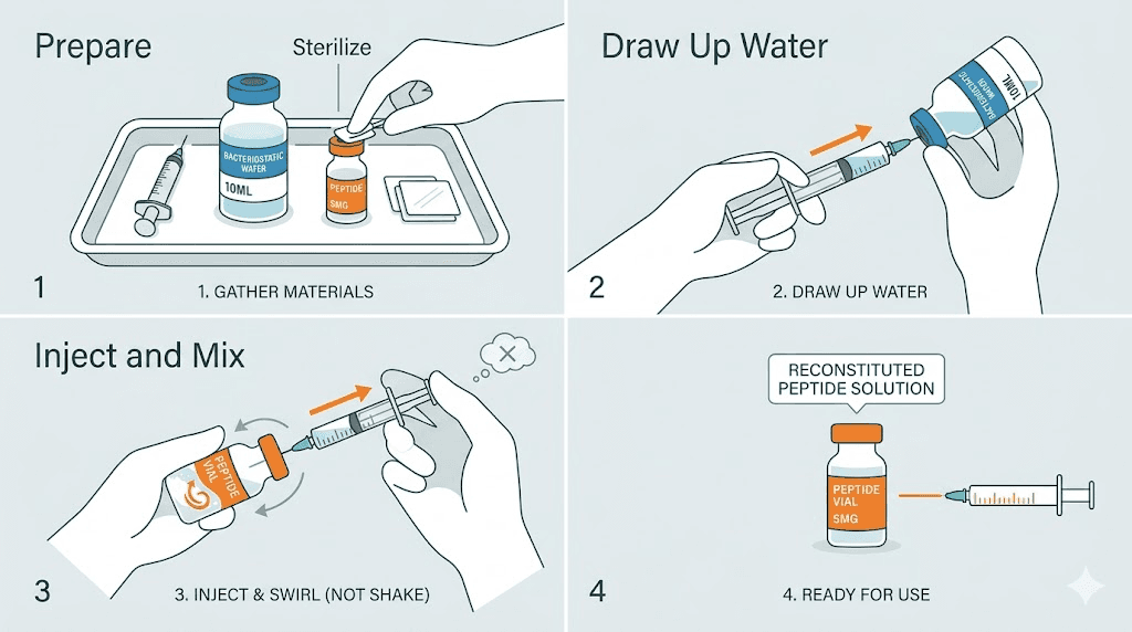 How to reconstitute NuScience Peptides retatrutide with bacteriostatic water