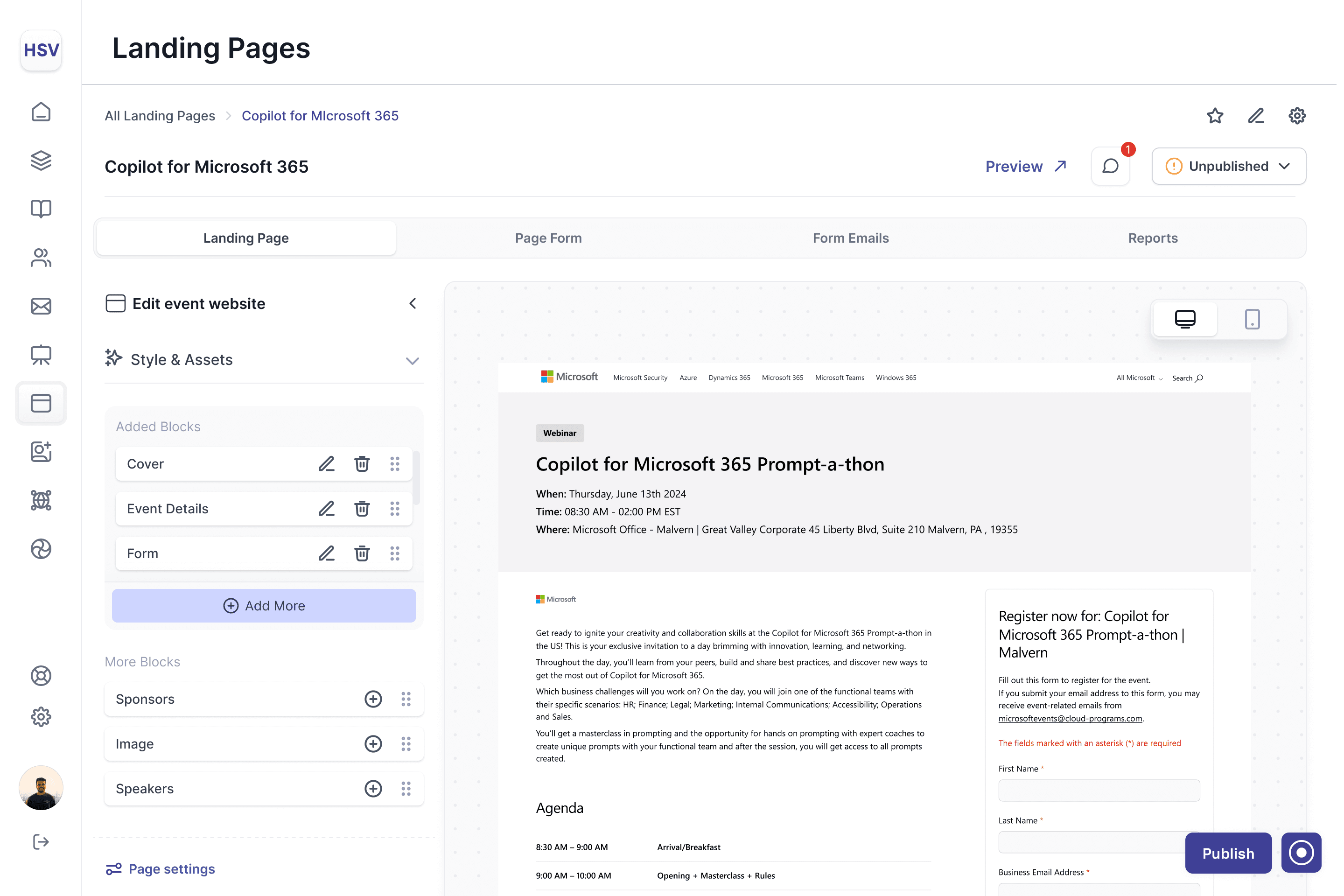HCP portal website mockup