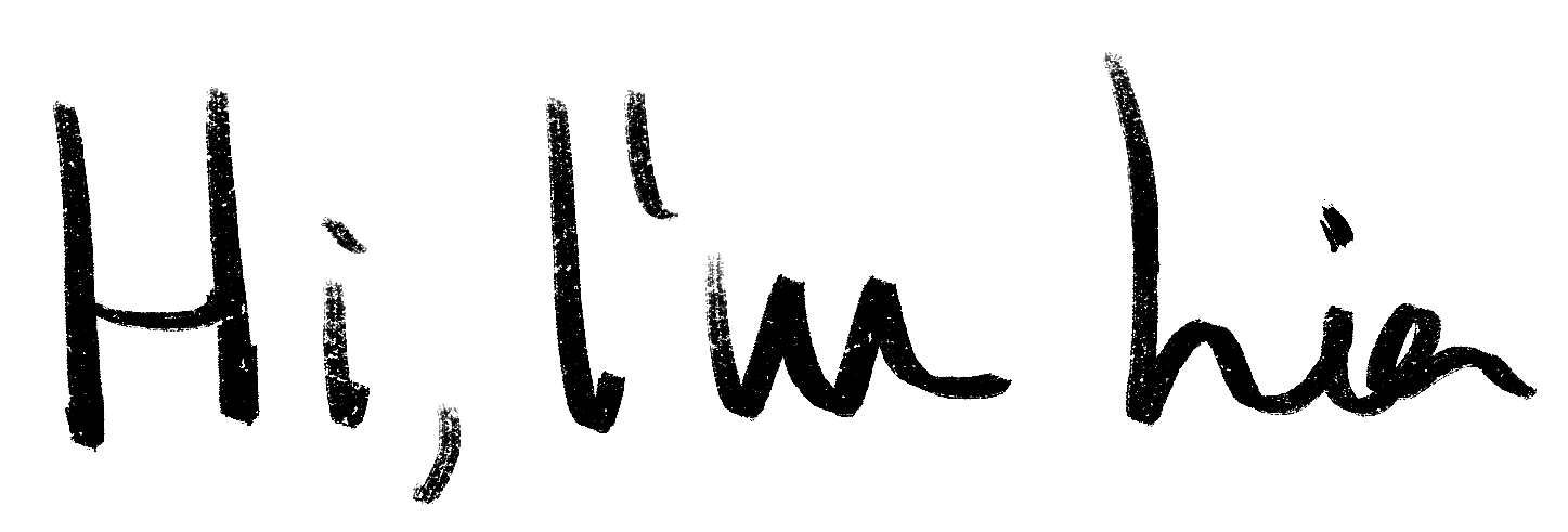 An image of a handwritten greeting saying "Hi, I'm Lia".