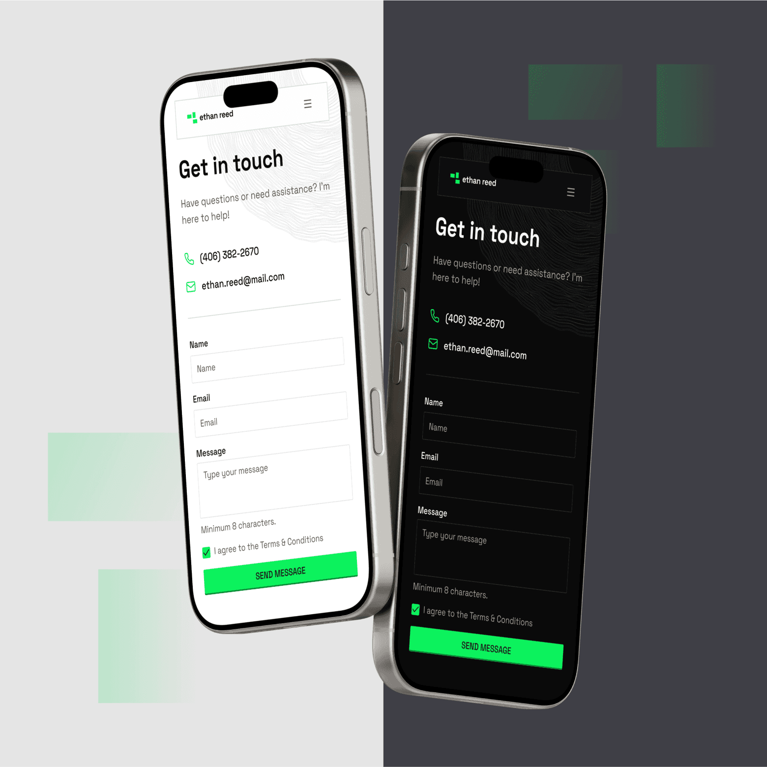 Project presents on mobile mockups