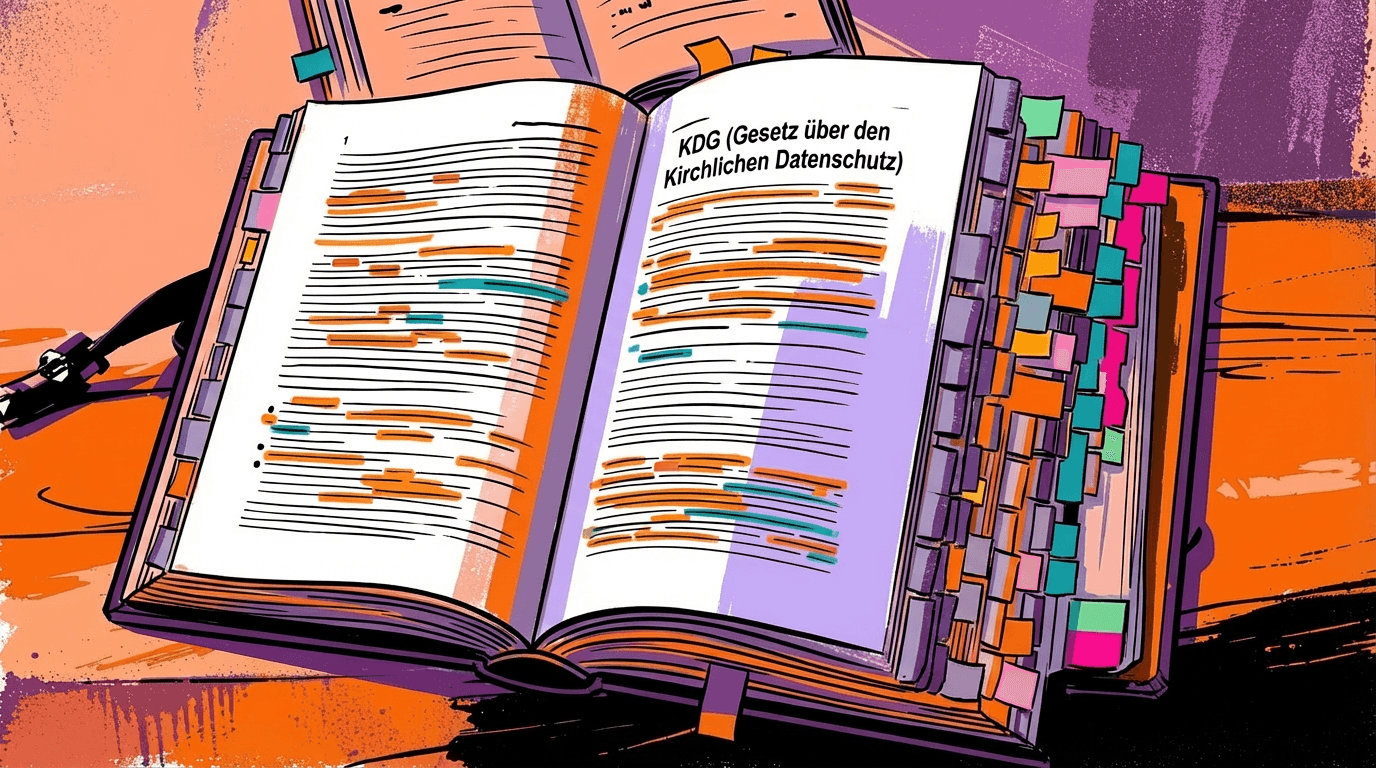 Illustration zum EU Data Act: Symbole wie Cloud, Schloss, Glühbirne, Kamera, Auge und Chatblasen sind vernetzt dargestellt und symbolisieren Internet of Things, Datenaustausch, künstliche Intelligenz, Datenschutz und digitale Innovation.