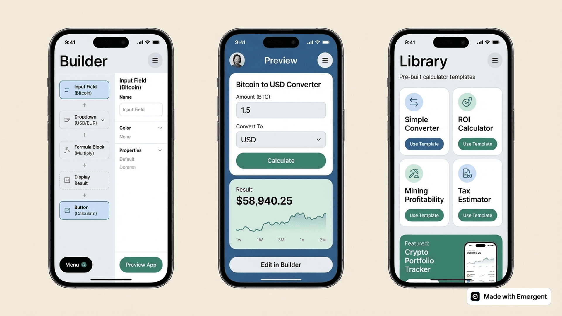 Cryptocurrency Calculator App Made with Emergent