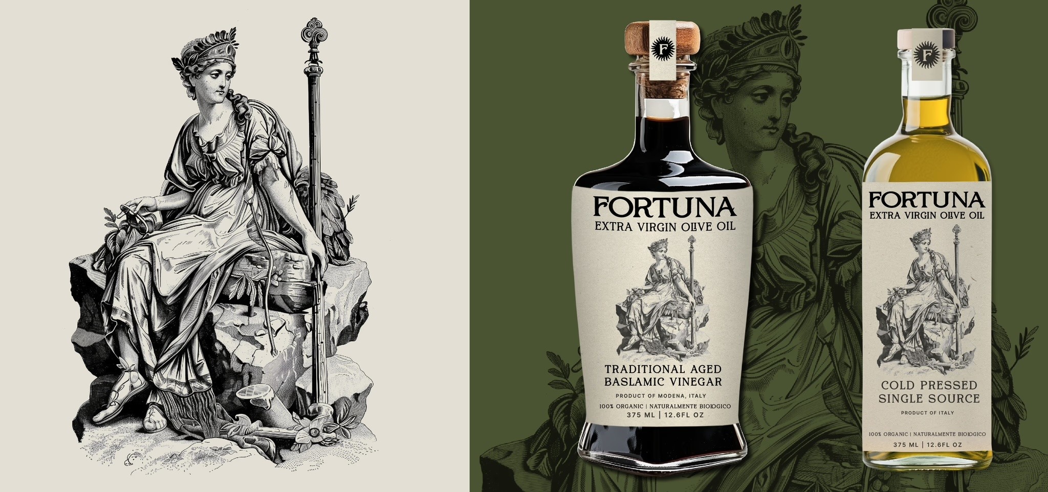 Fortuna Olive Oil Illustration + Bottle Design