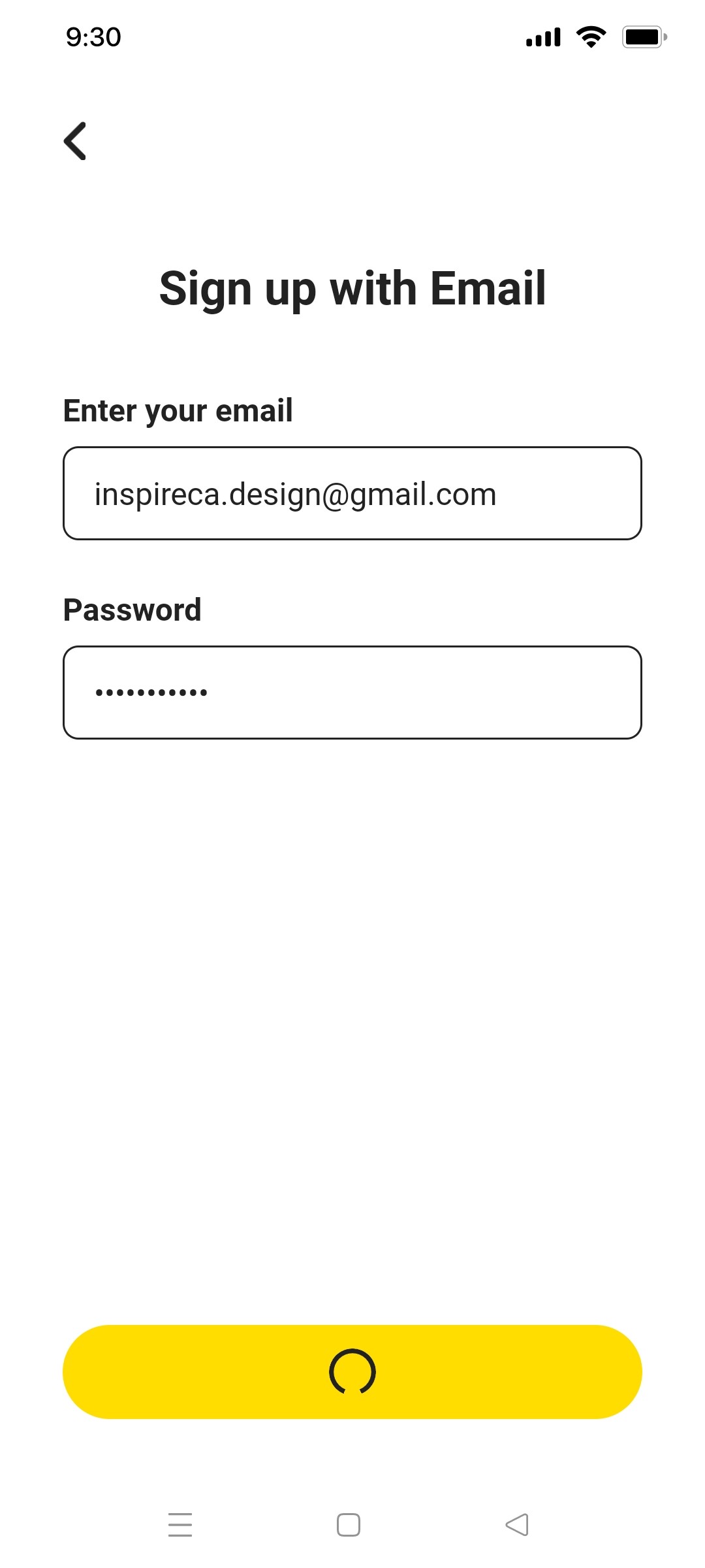 Buy me a coffee Signup with email 6 screen