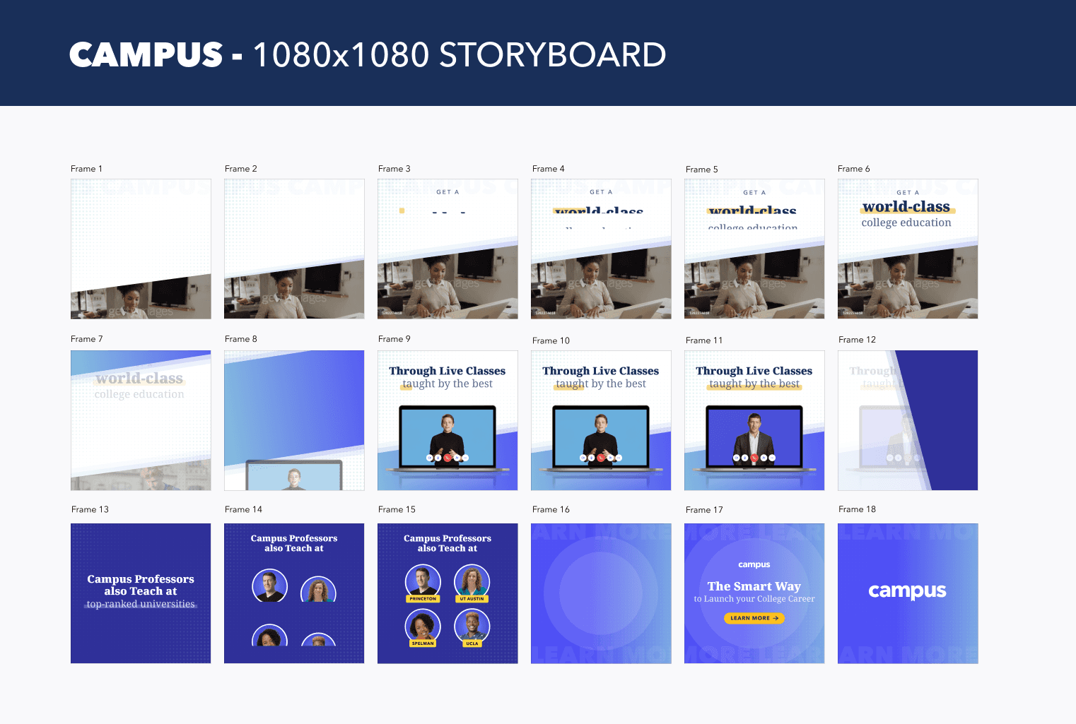 Campus 1080x1080 storyboard video