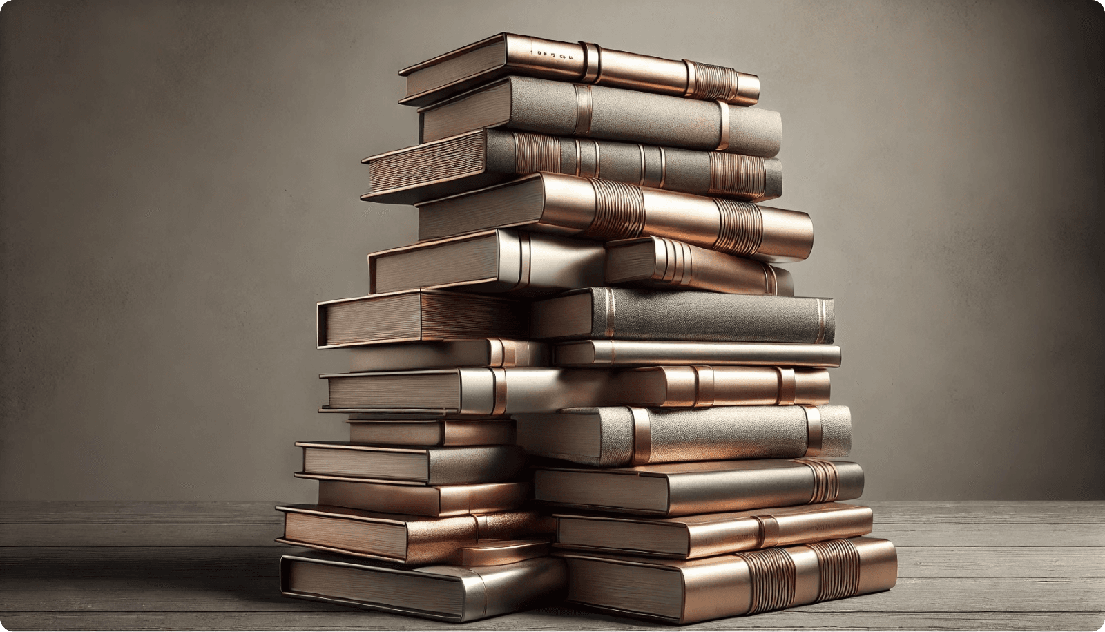 A stack of slightly metallic books