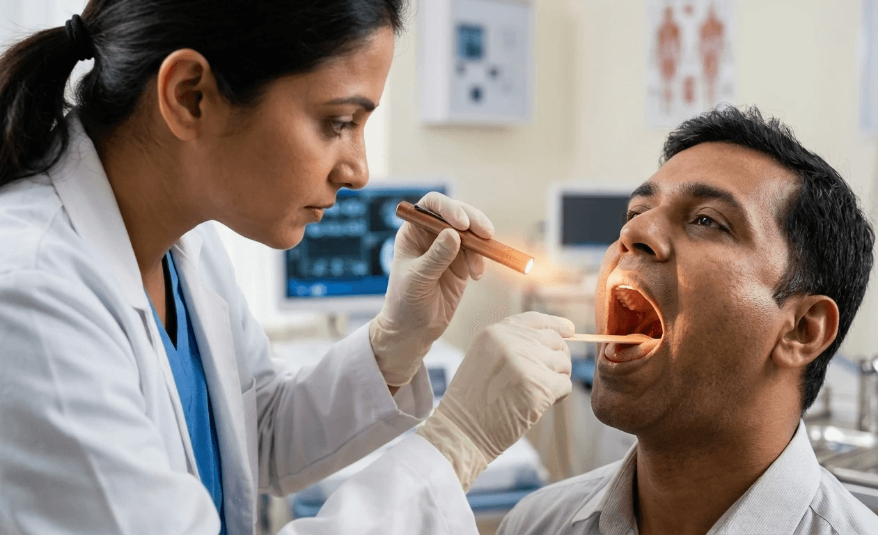 closeup of a dental prosthetic being painted