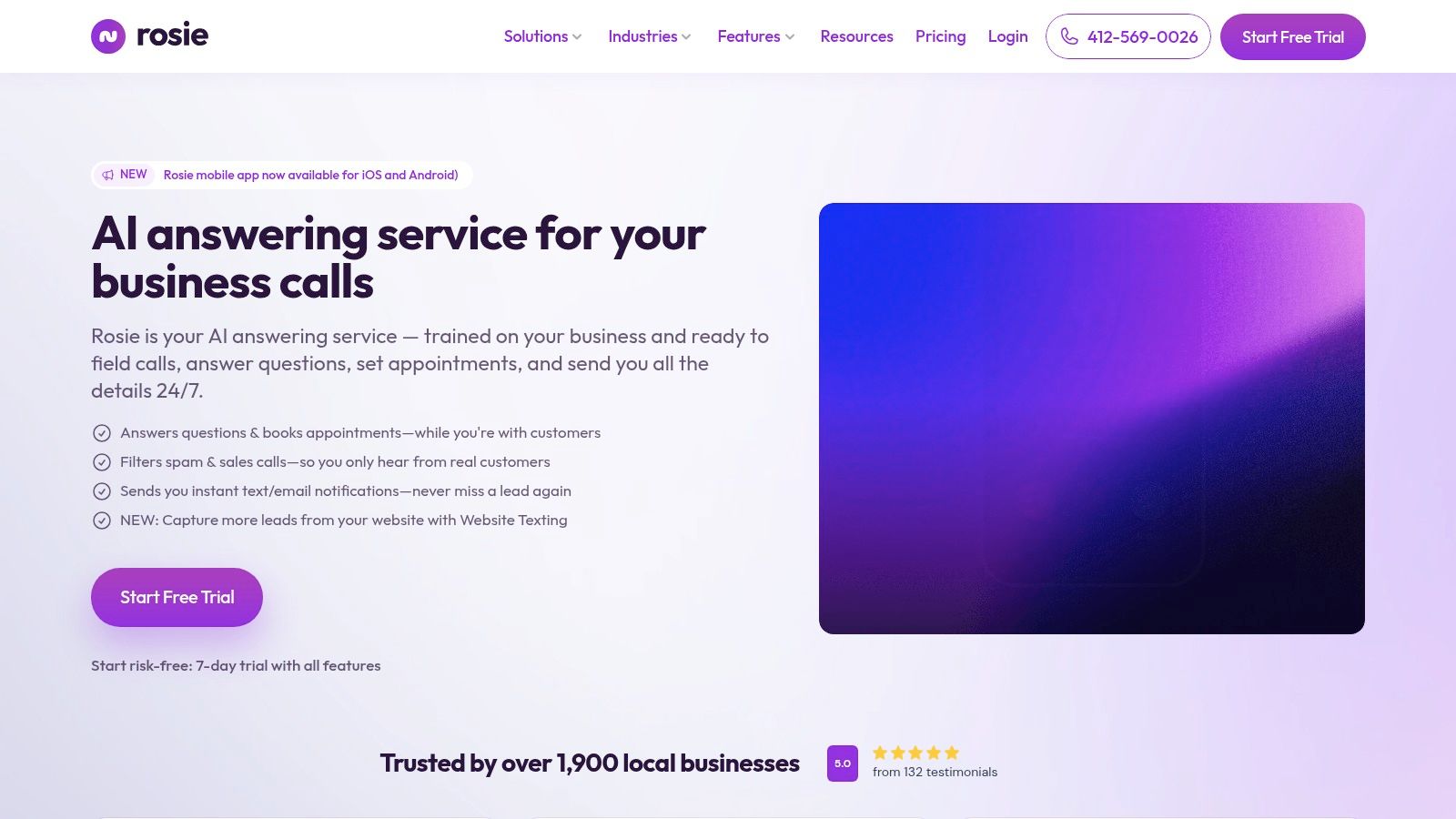 Screenshot from https://heyrosie.com