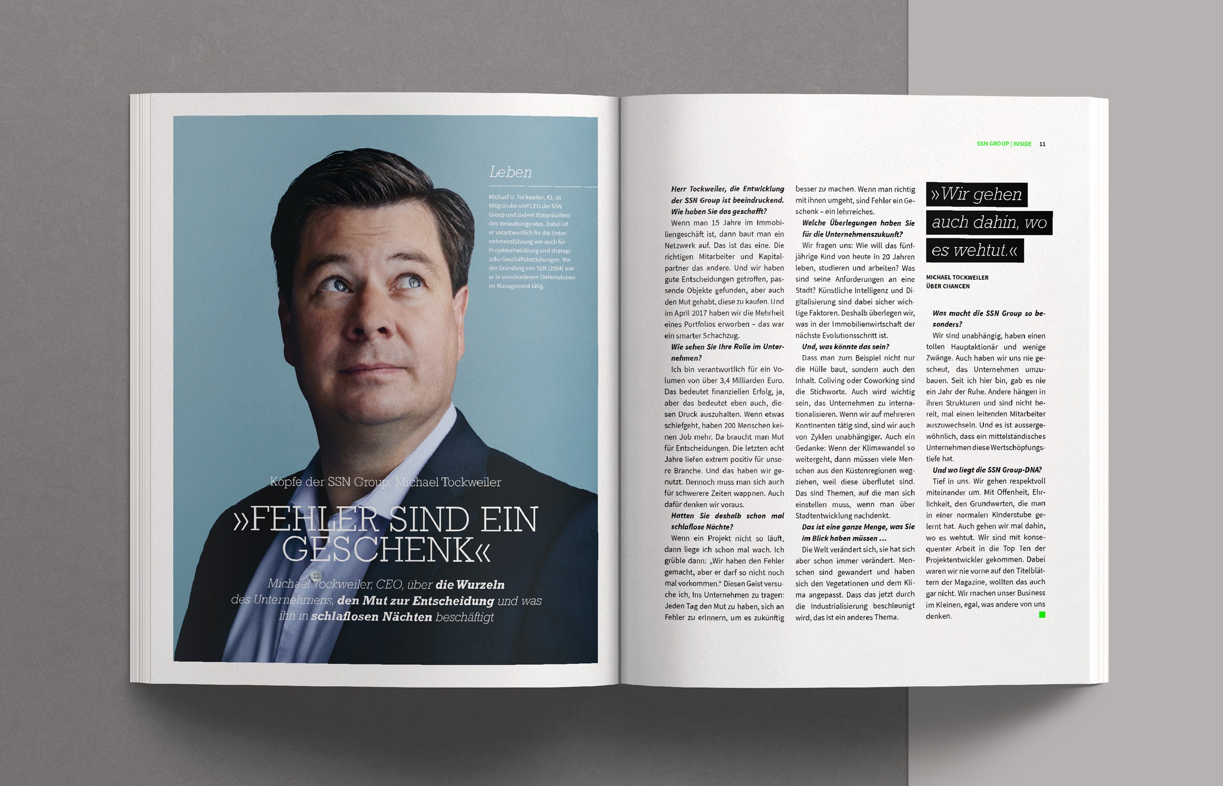 Editorial Design für das Magazin INSIDE – präzise Raster, klare Bildsprache und typografische Balance