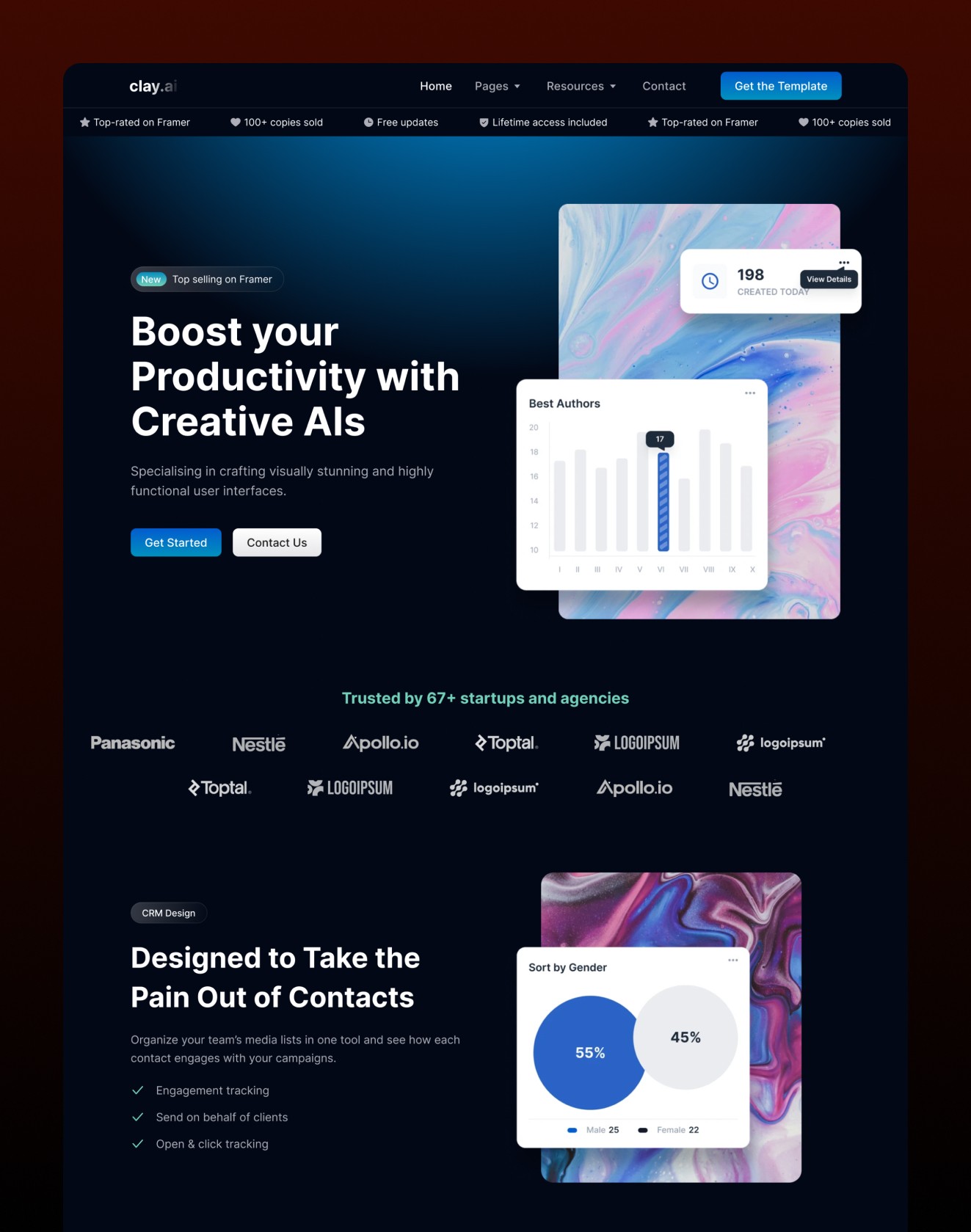 saas and ai startup framer template of pentaclay