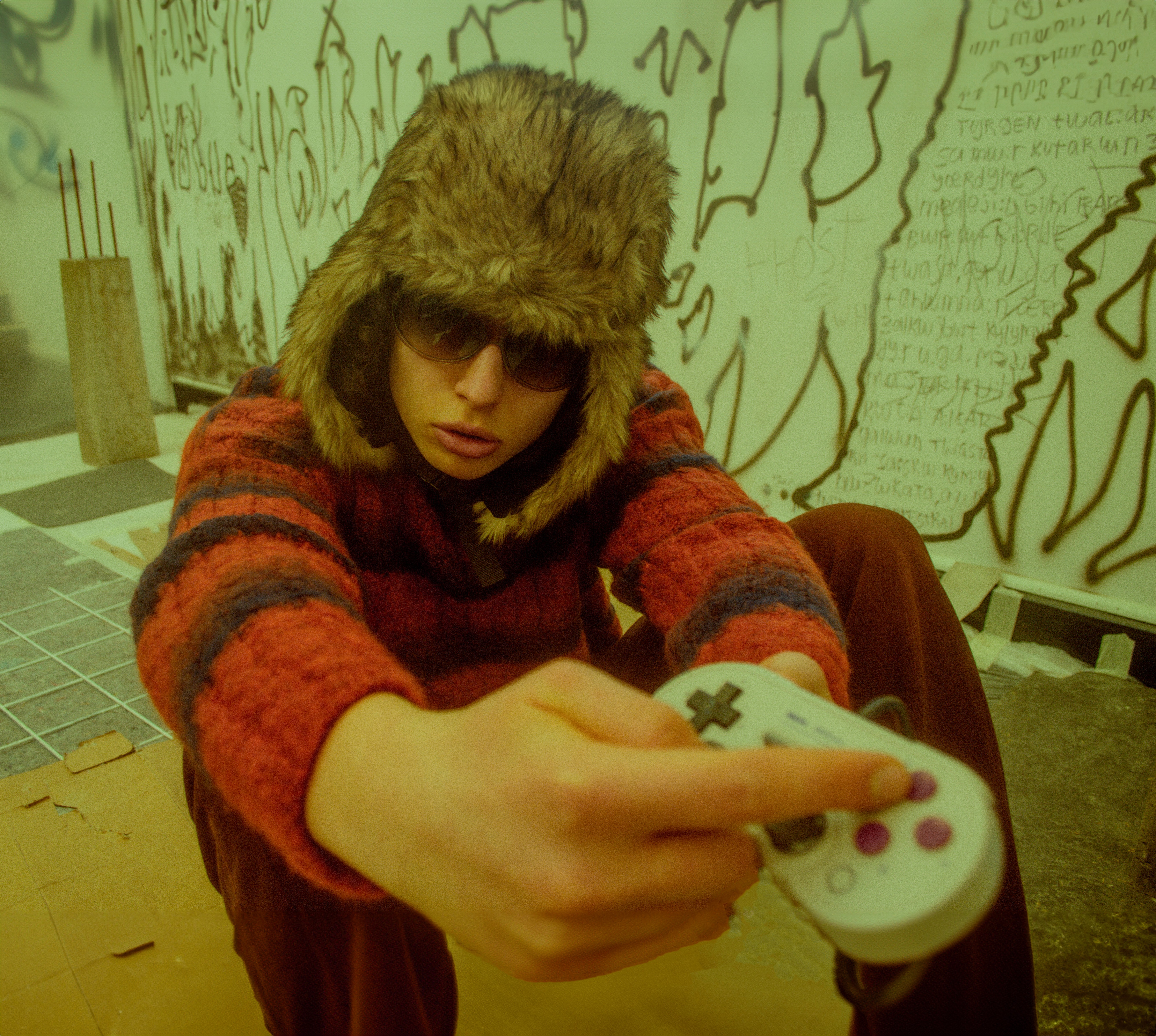 a woman wearing headphone