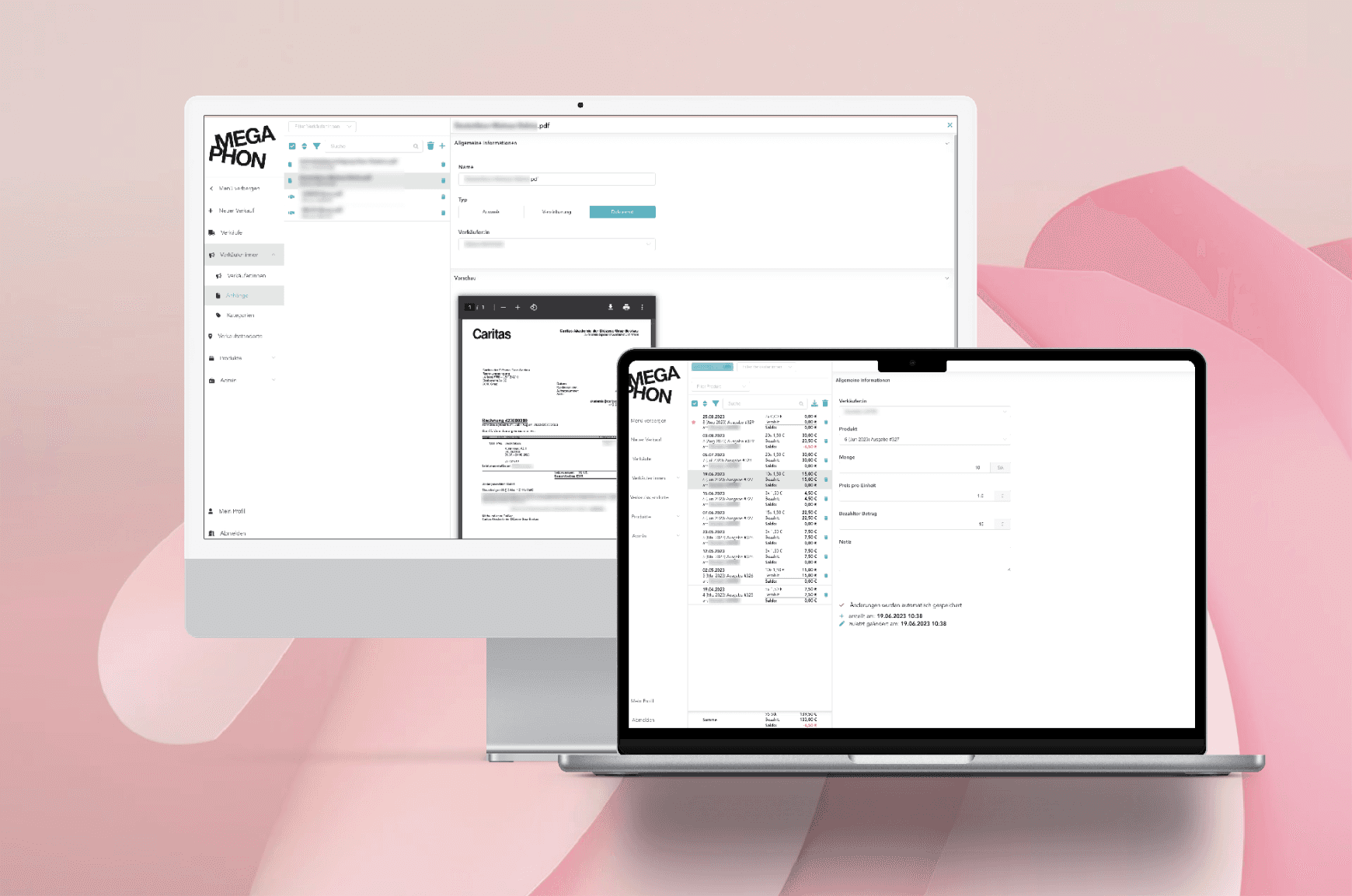 Mockup der Software