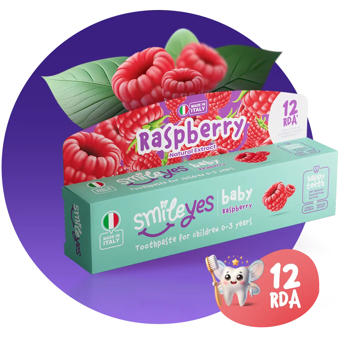 Smileyes, bebek ve çocuklar için düşük RDA seviyesiyle diş minesini koruyan, %99 doğal özler içeren, florür, paraben ve SLS içermeyen güvenli bir diş macunudur