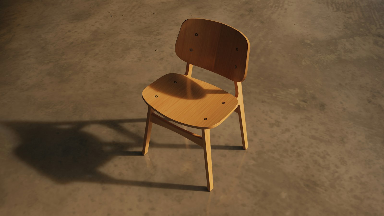A wooden chair on a soft rug in natural light