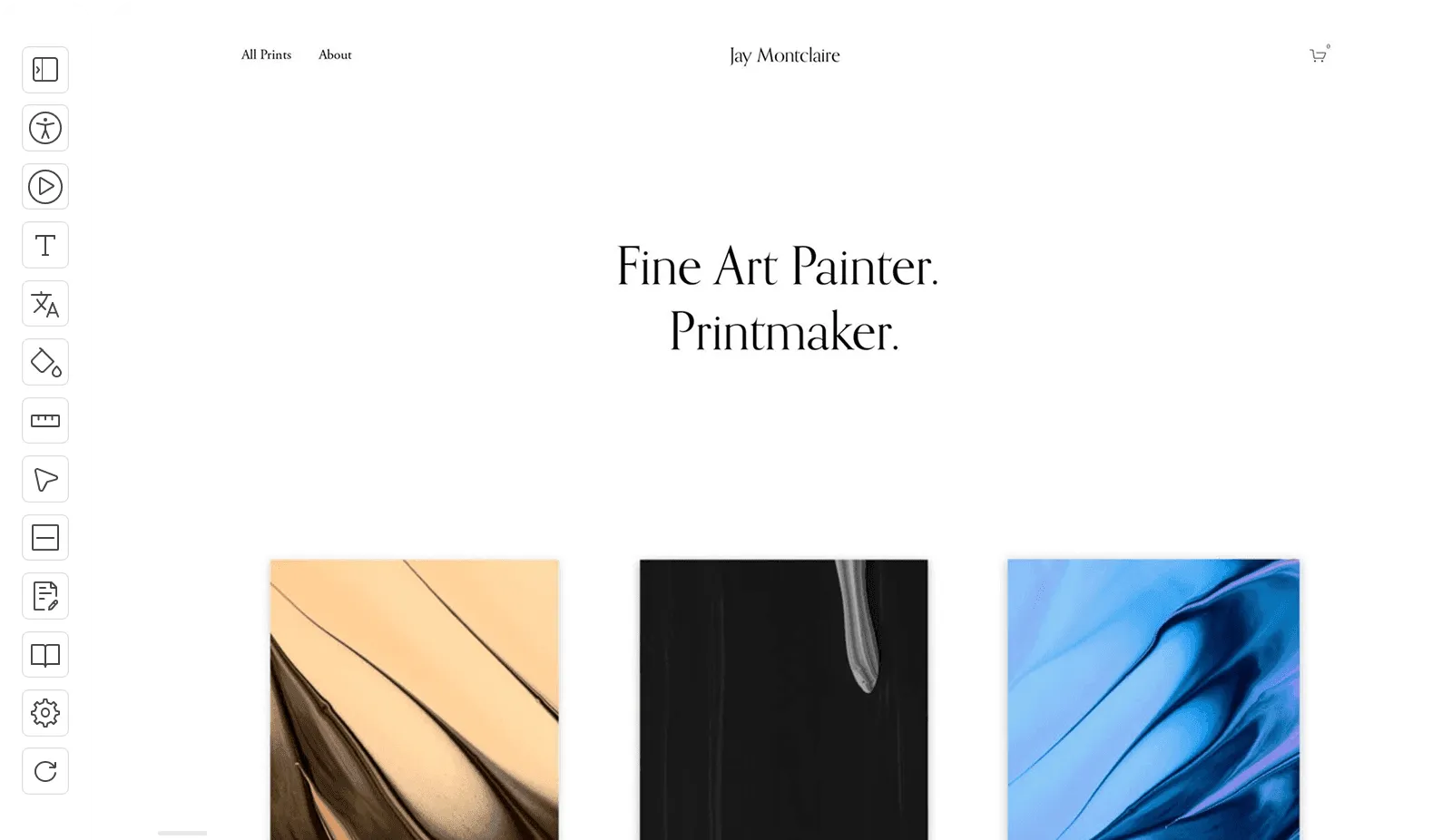 Toolbar in side configuration