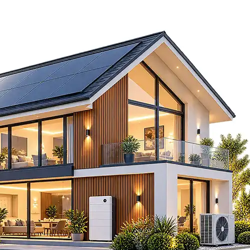 Contemporary energy-efficient home designed to accommodate solar panels, battery storage and smart home technology.