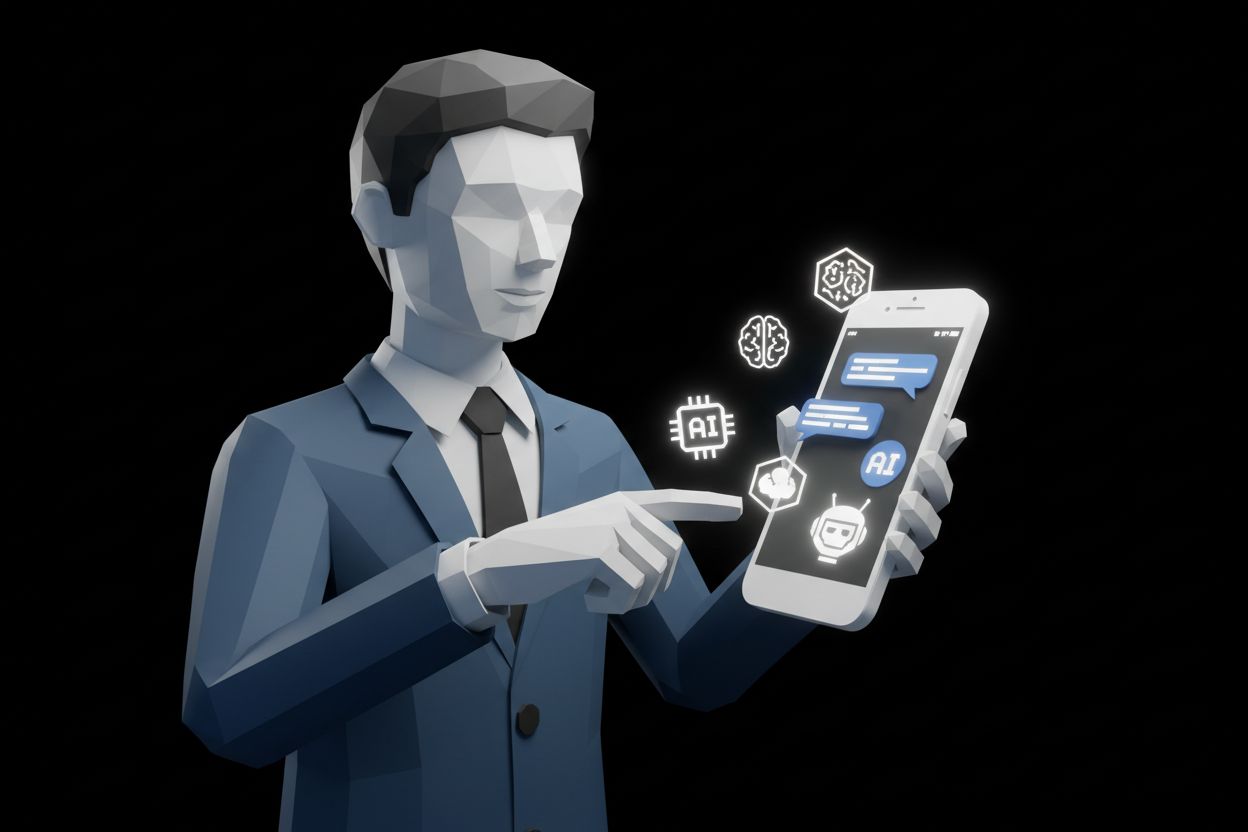 Person using WhatsApp AI chat on a smartphone