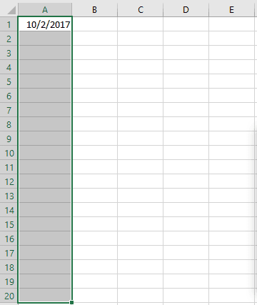 How to autofill in Excel without dragging - autofilling weekdays step 1