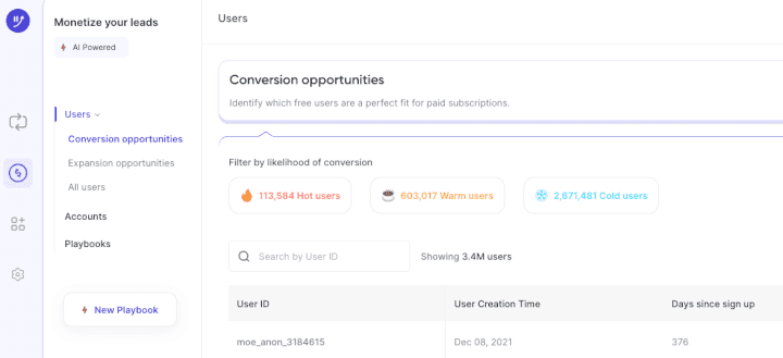 Within the Monetize tab on your Toplyne dashboard, start by creating a new playbook.