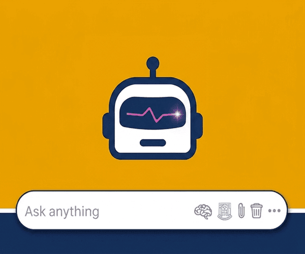 An AI chat bot with the text promp "Ask Anything" below it