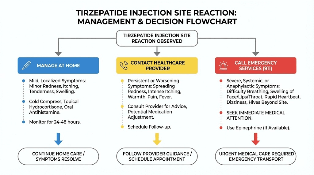 When to seek medical help for tirzepatide injection site reactions decision guide