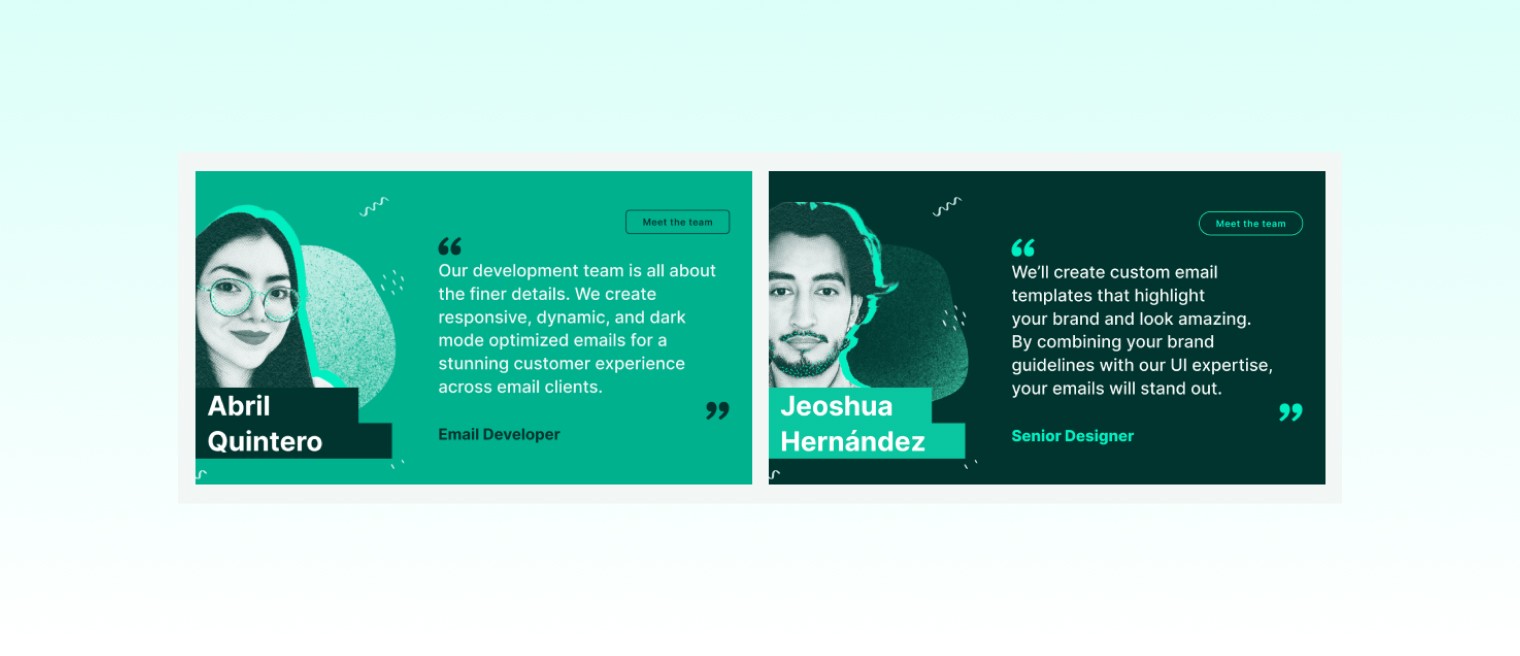 Quotes from the development and design team on the benefits of email marketing techniques.