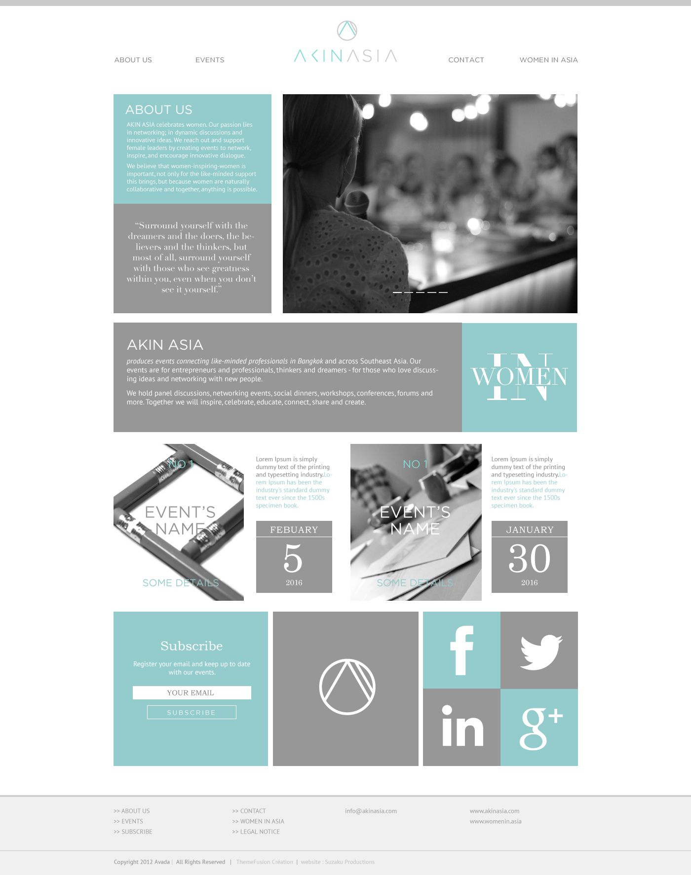 Website design for AKINASIA by Suzaku Productions