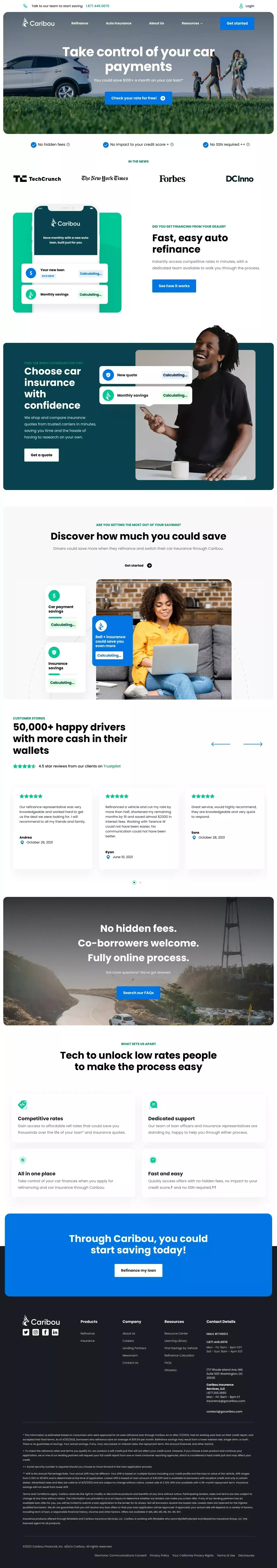 Take Control of Your Car Payments & Star landing page screenshot showcasing Finance and Automotive design