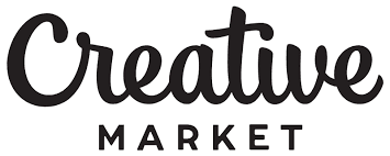 The image features the Creative Market logo, displaying the company name in a stylish, cursive font against a plain backdrop, symbolizing creativity and marketplace branding.