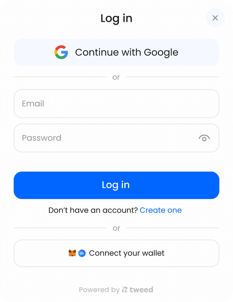 wallet-as-a-service login widget