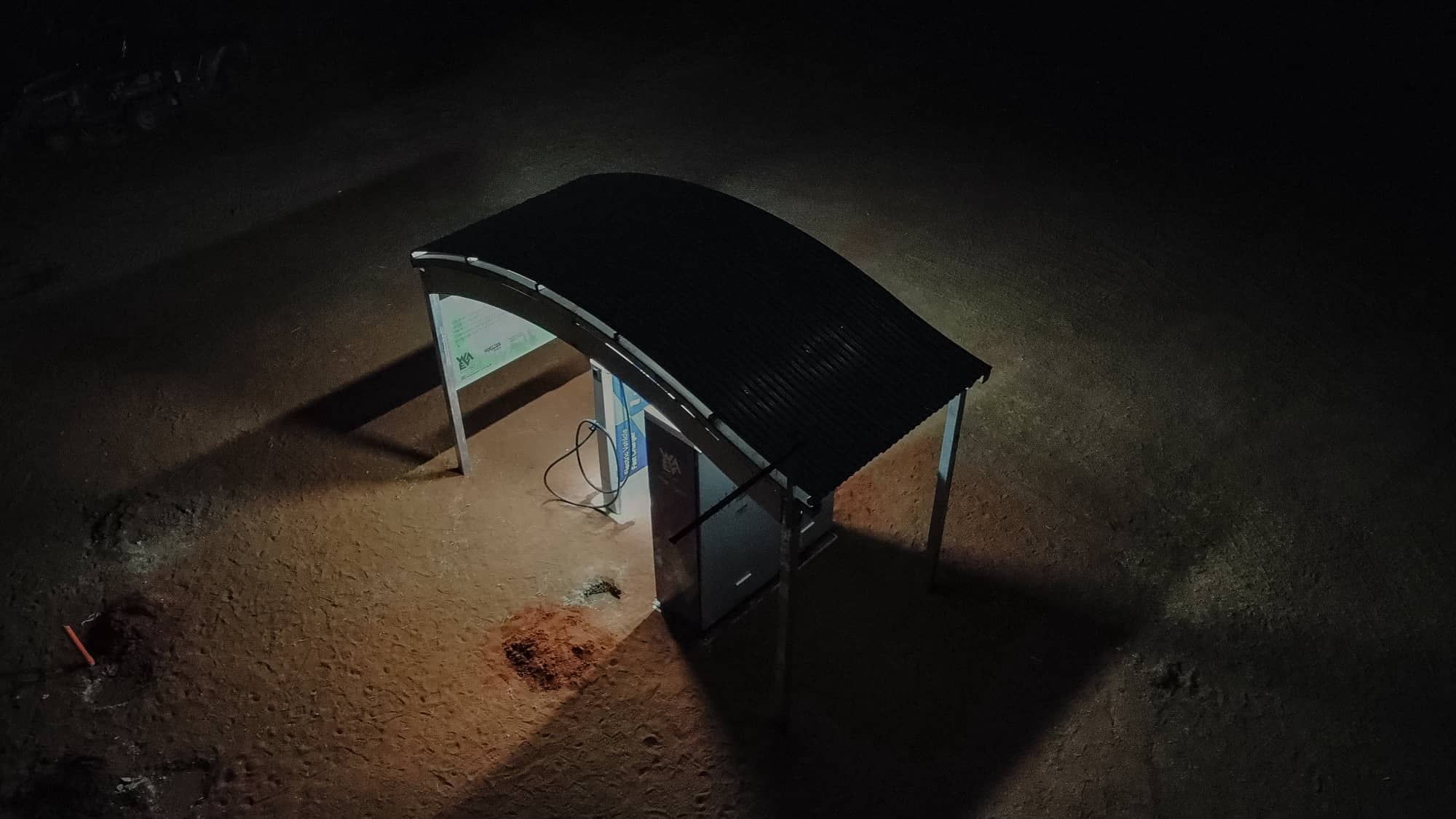 Powerhouse Renewables Group electric vehicle charging station in remote Australia at night