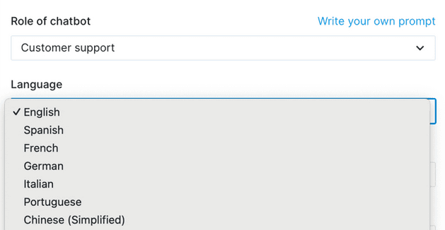 Wonderchat Select Language