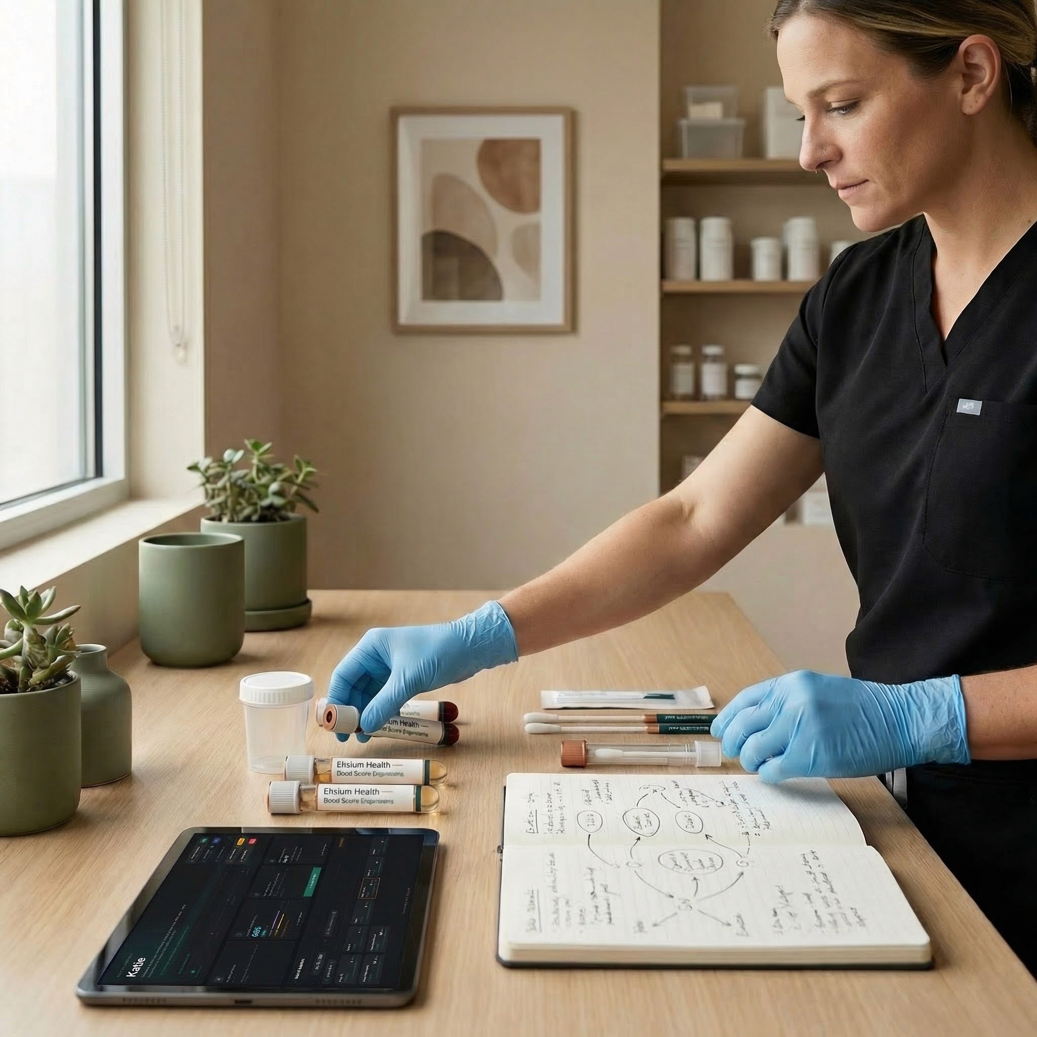 a woman gets her blood at elixium health