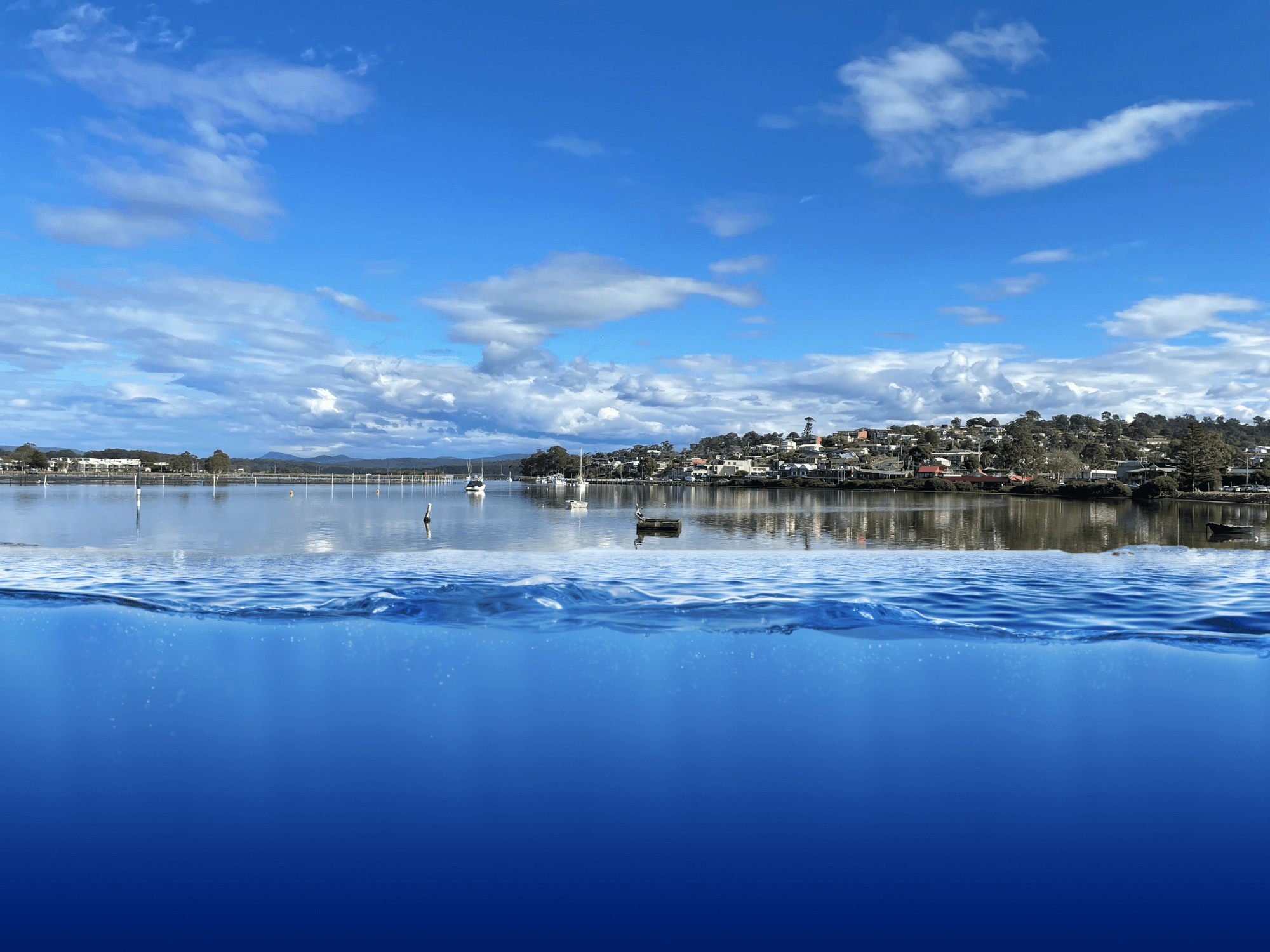 Clam blue day of Merimbula in NSW