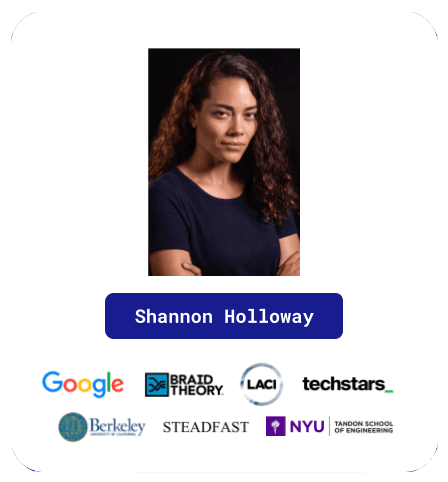 Profile card of Shannon Holloway including headshot and company logos