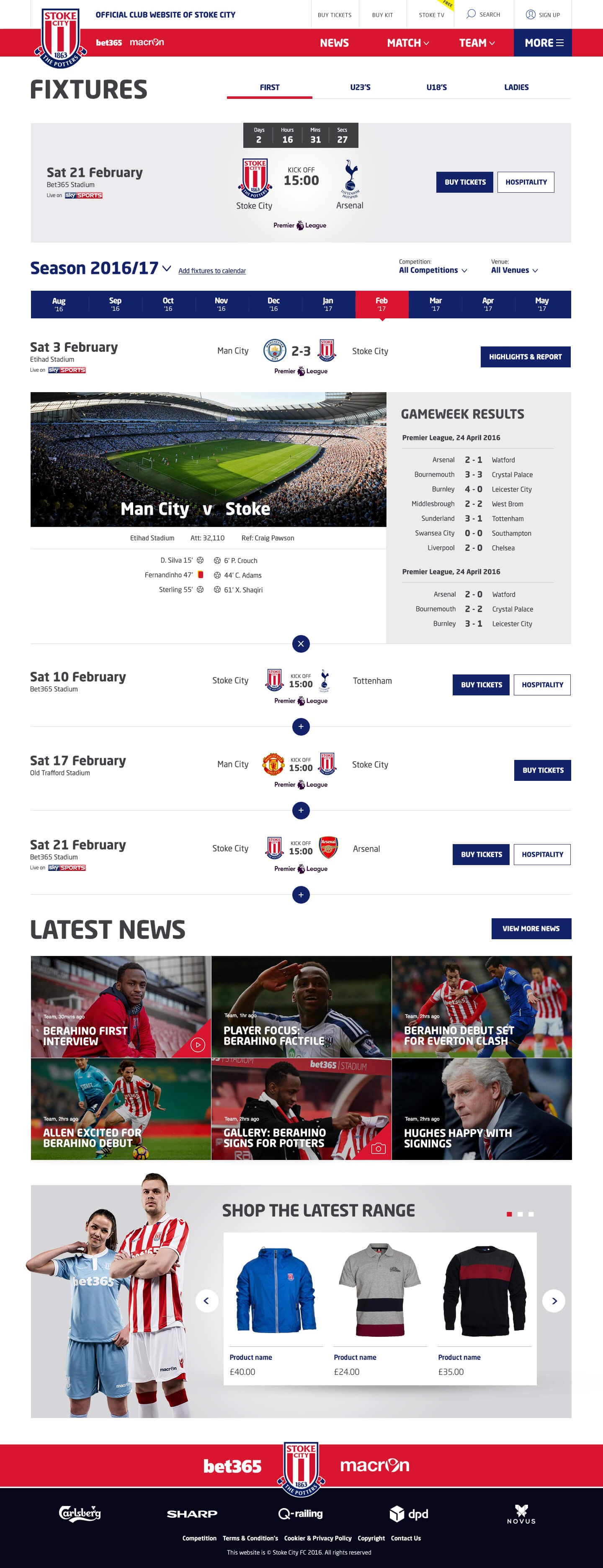 Stoke city fixtures and results design