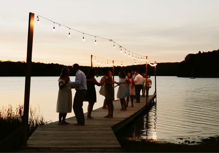 Outdoor wedding reception in Muskoka