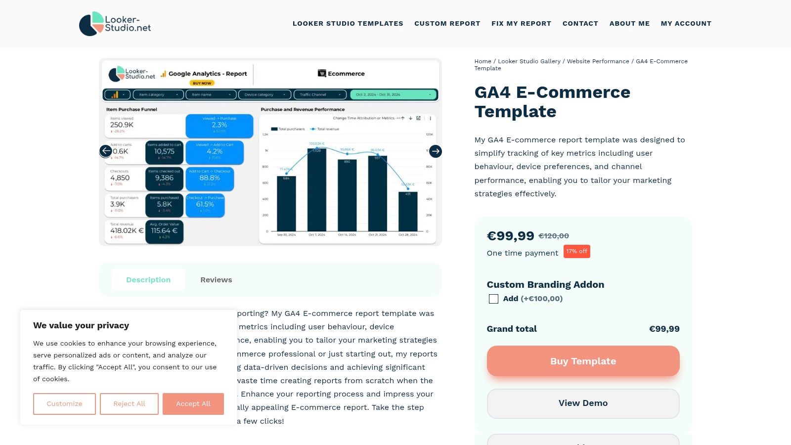 Looker-Studio.net – GA4 E-commerce Template