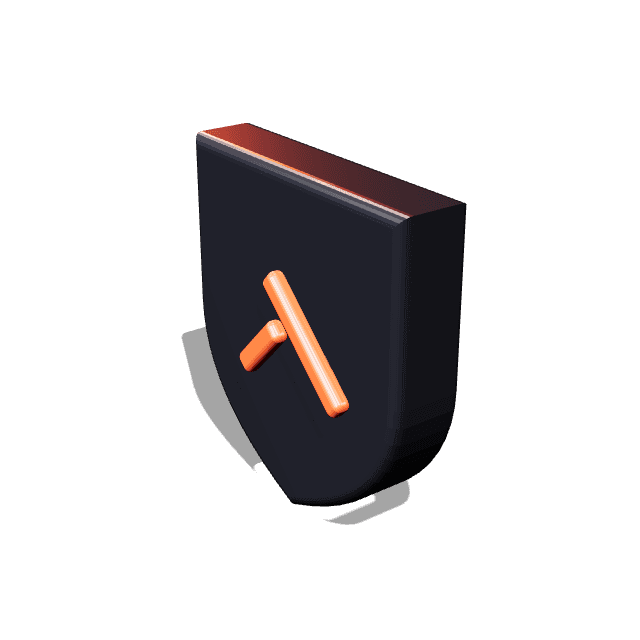 Three dimensional icon of a card with a tick