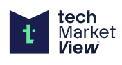 The Tech Market View logo featuring a teal lowercase t on a blue background and the words "Tech Market Review" to its right