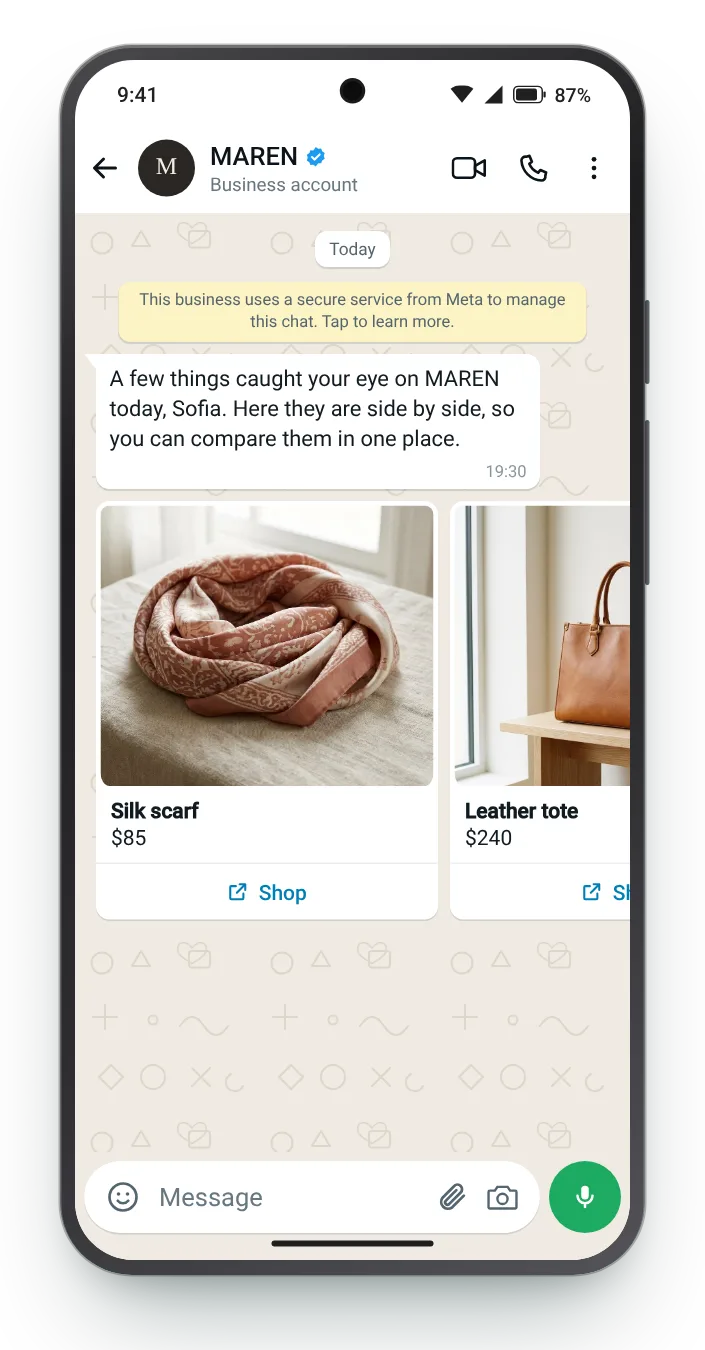 Everything they compared, side by side: WhatsApp browse follow-up on an Android phone