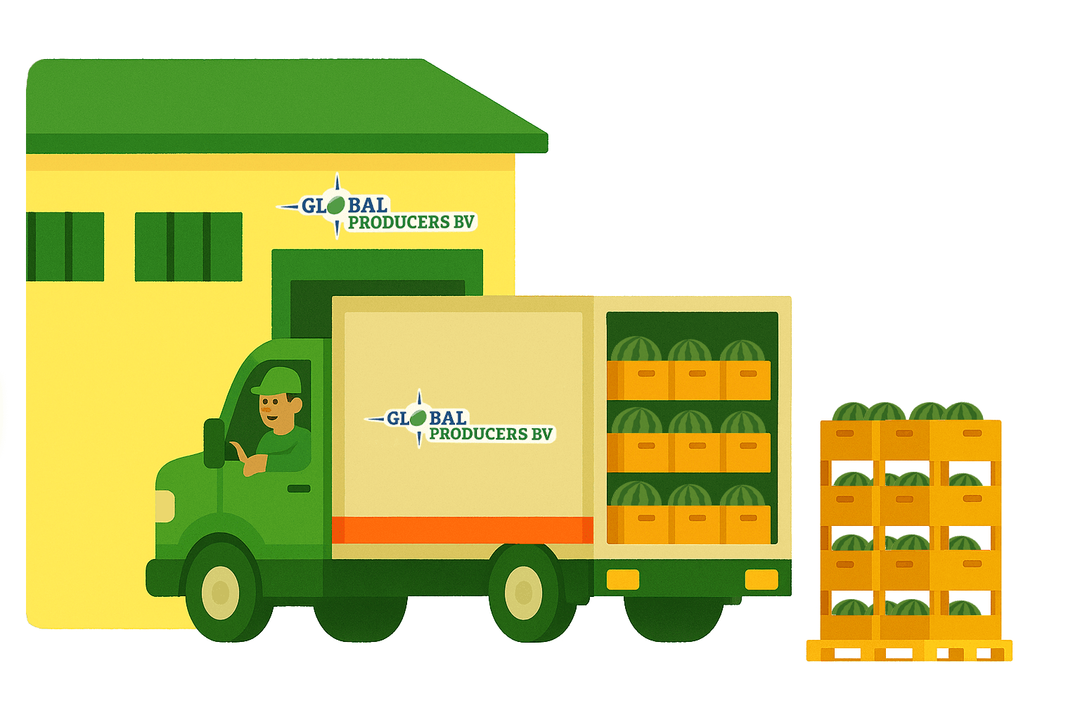 Global Producer Truck bringt die Früchte zum Hafen