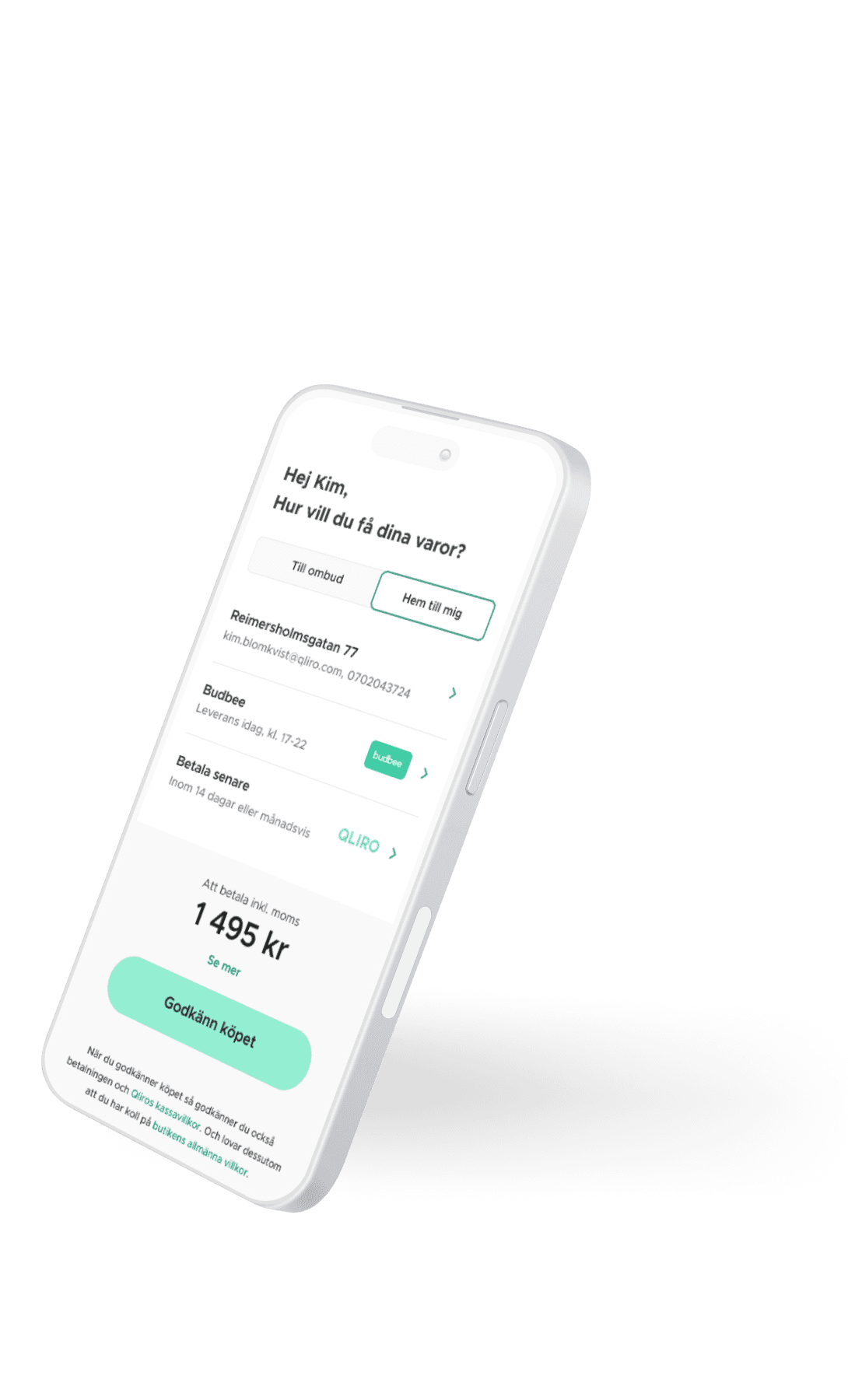 Screenshot of Qliro iPhone