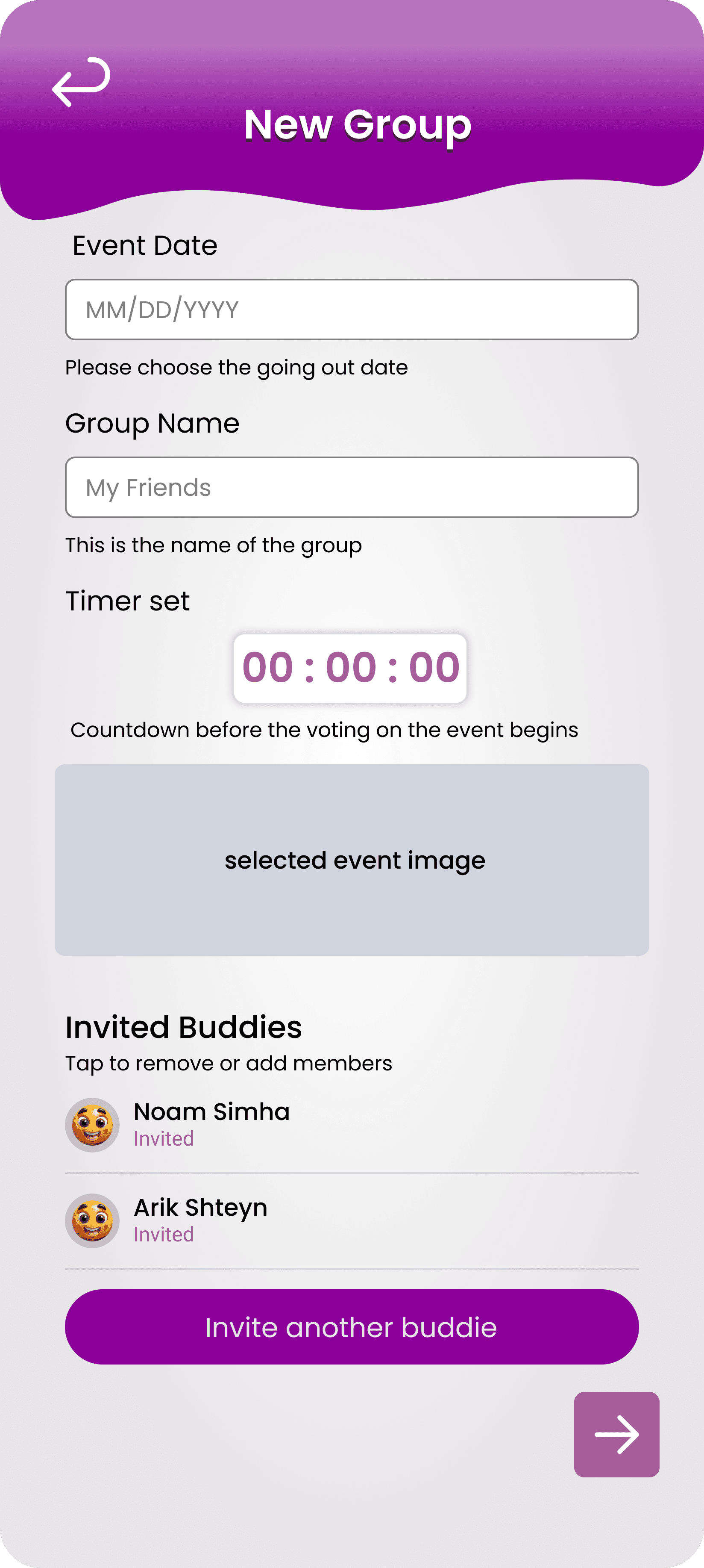 group info screen