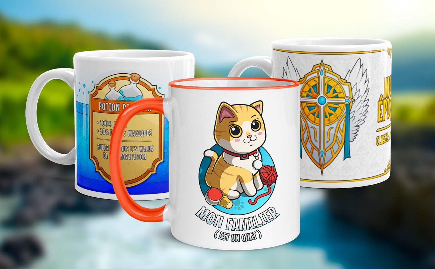 illustrations pour les mugs de la marque heroes stuff