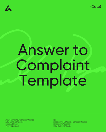 Answer to Complaint Template