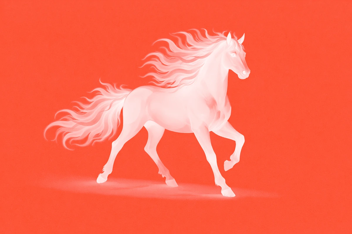 White horse on a bright red field